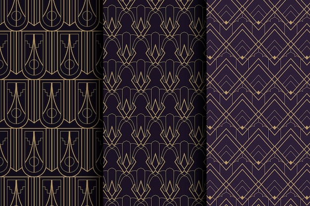 Flat design art deco pattern pack