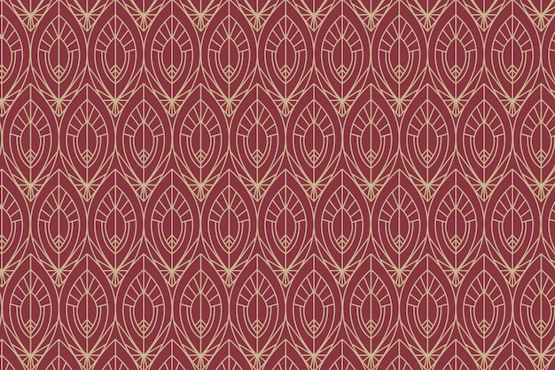 Free vector flat design art deco red and golden pattern