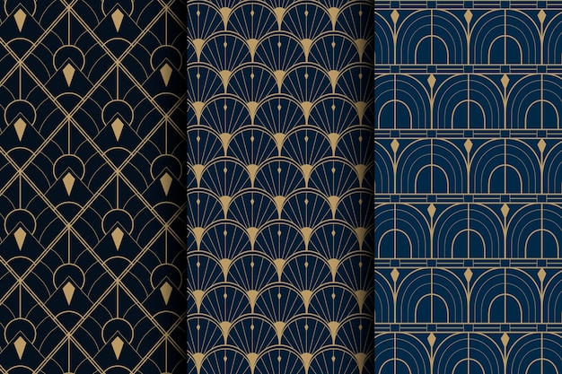 Flat design art deco retro patterns