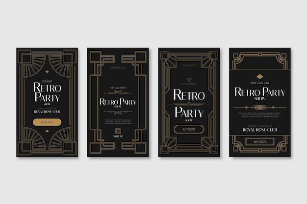 Flat design of art deco story collection