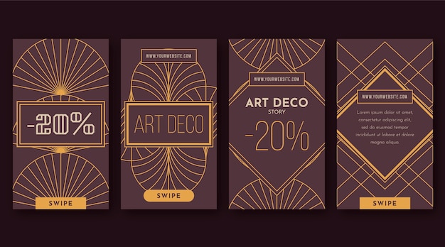 Free vector flat design art deco story collection