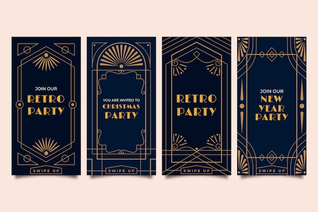 Free Vector flat design art deco story collection