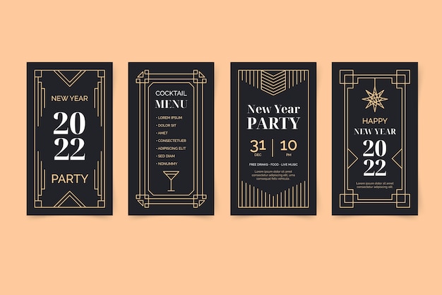 Flat design art deco story collection