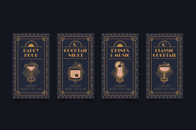 Flat design art deco story collection