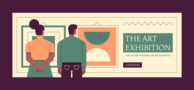 Flat design art exhibition facebook cover