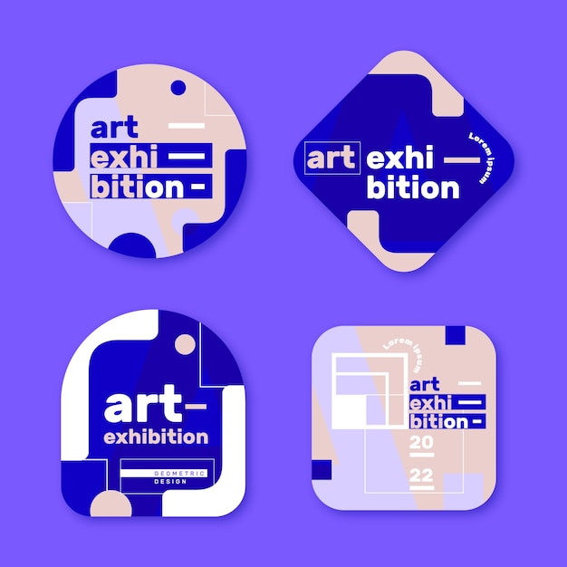 Flat design  art exhibition labels template