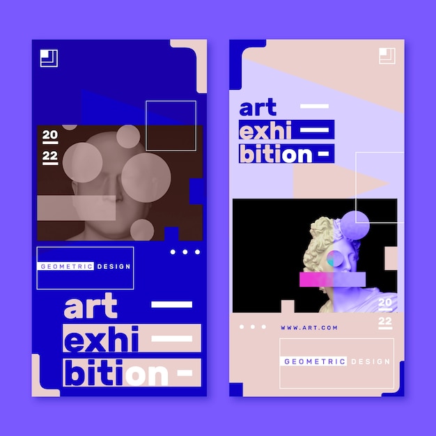 Flat design  art exhibition vertical banner