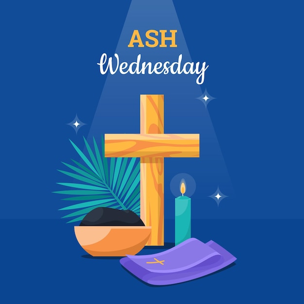 Flat design ash wednesday