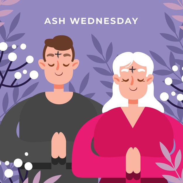 Flat design ash wednesday