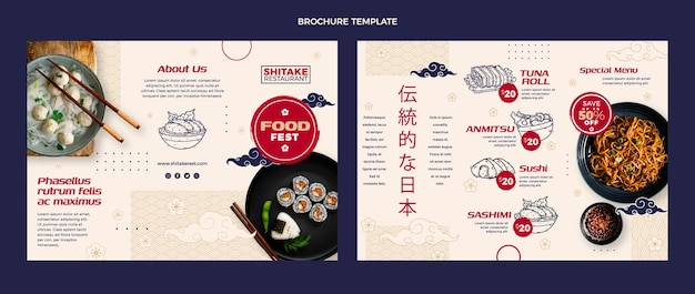 Flat design asian food brochure