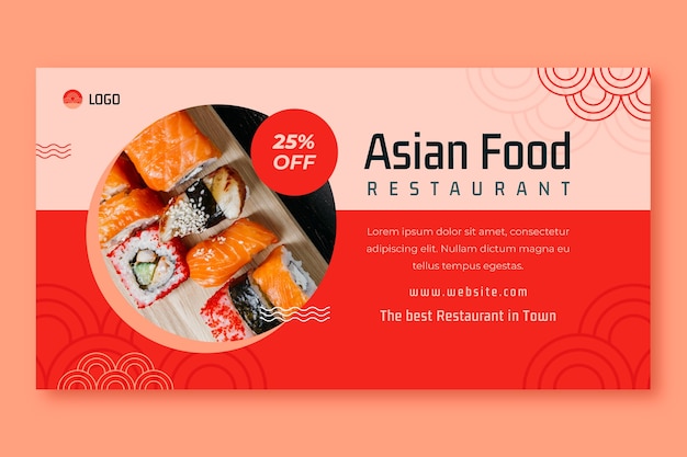 Flat design asian food facebook post template