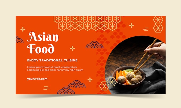 Free Vector flat design asian food facebook template