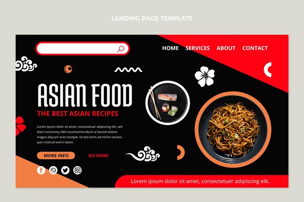 Flat design asian food landing page