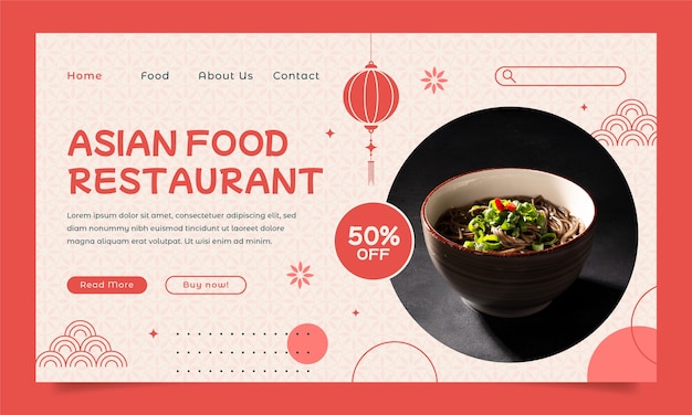 Free Vector flat design asian food landing page