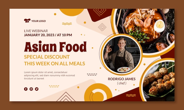 Flat design asian food webinar