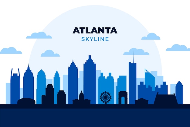 Free Vector flat design atlanta skyline silhouette