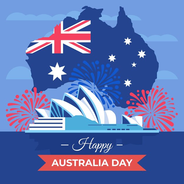 Flat design australia day illustration