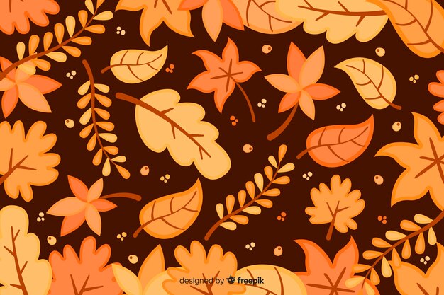 Flat design autumn background with leaves