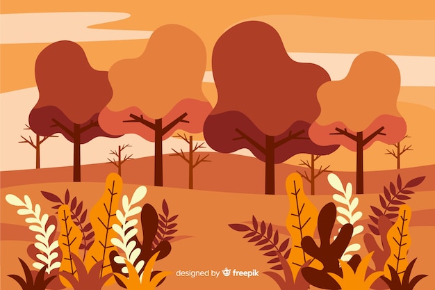 Flat design autumn background with leaves