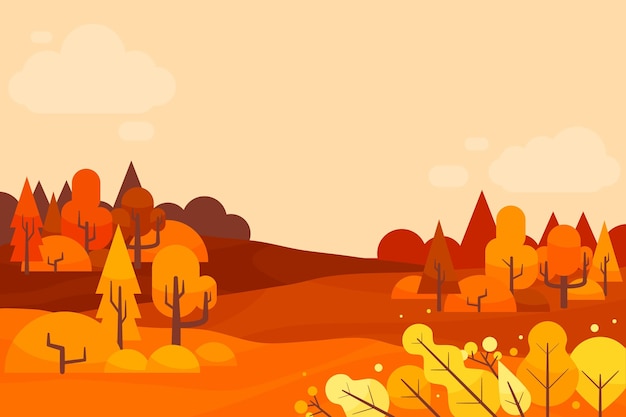 Flat design autumn background with trees