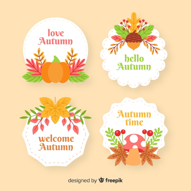 Flat design autumn badge collection