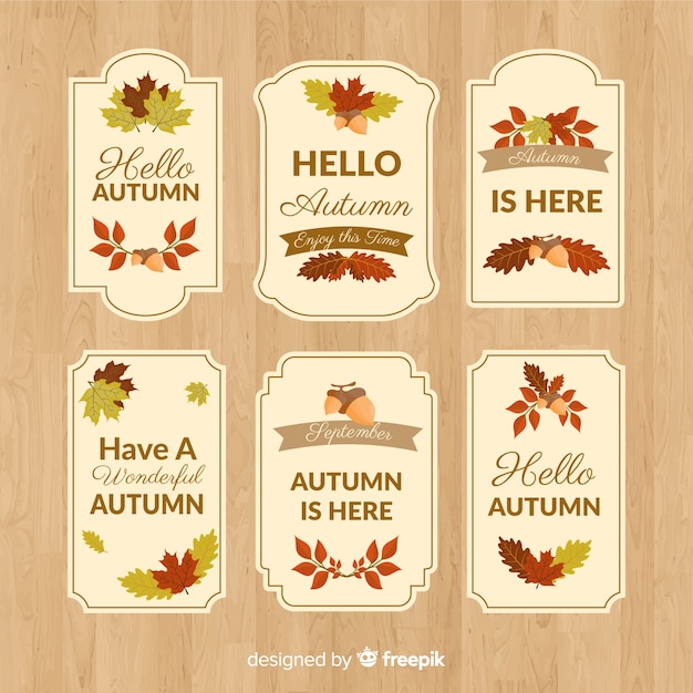 Free vector flat design autumn badge collection