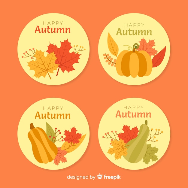 Free Vector flat design autumn badge collection