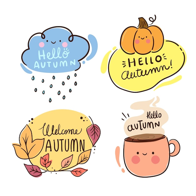 Free Vector flat design autumn badge collection