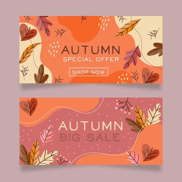 Flat design autumn banners collection