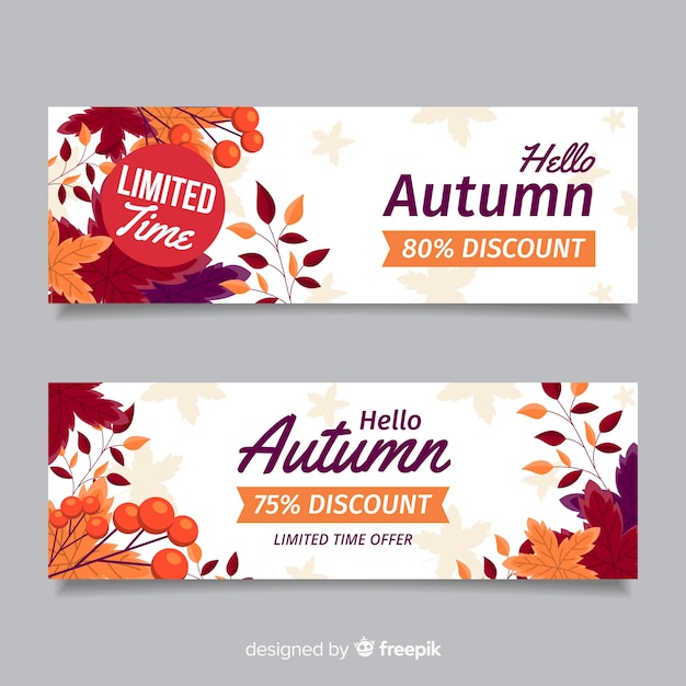 Free Vector flat design autumn banners template