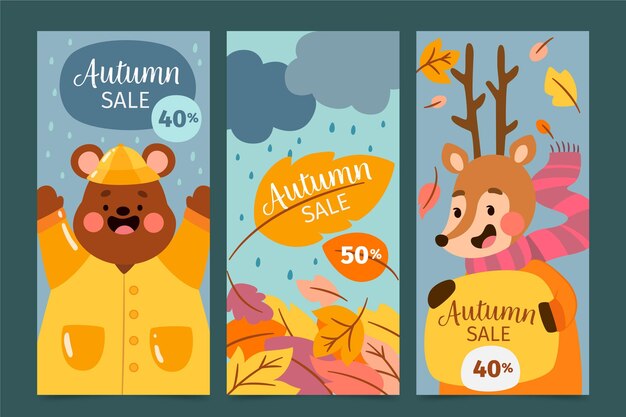 Flat design autumn banners