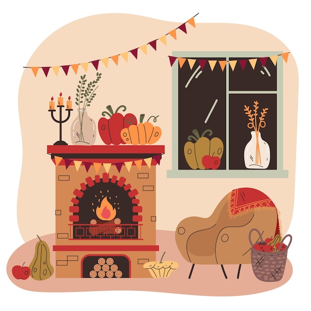 Free Vector flat design autumn home decoration