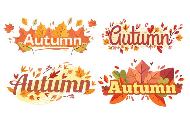 Flat design autumn label collection