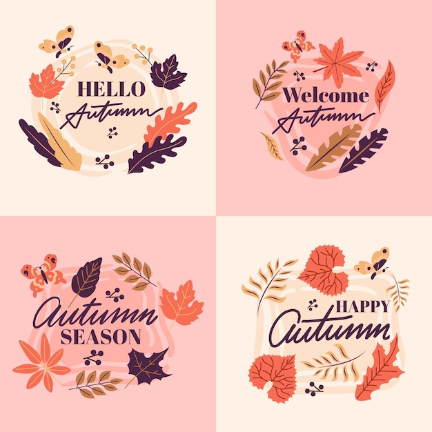 Flat design autumn label collection