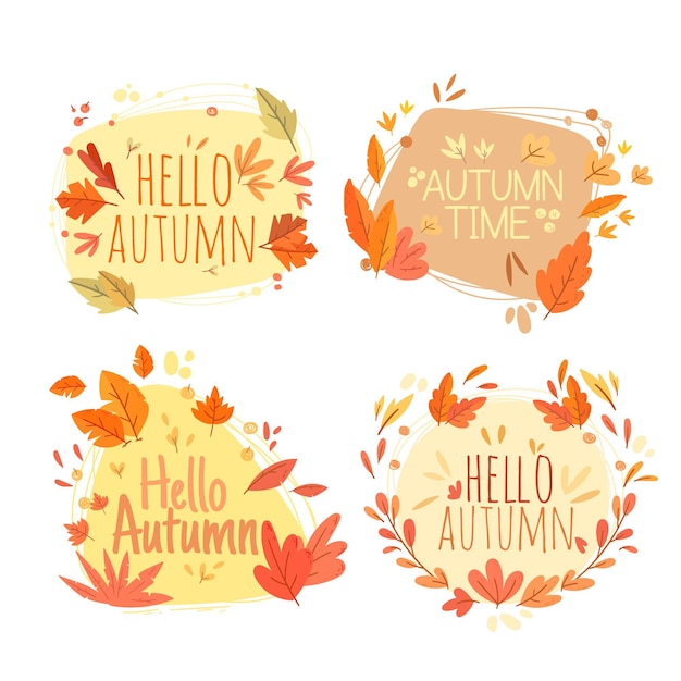 Flat design autumn labels