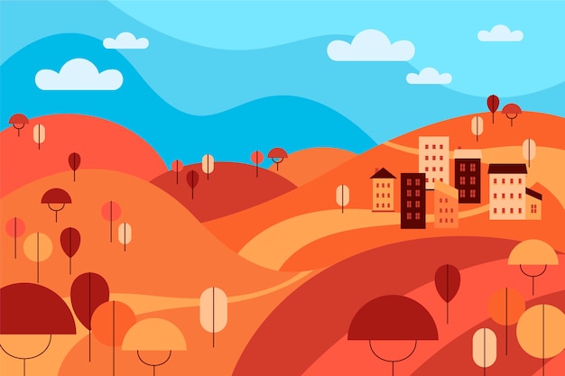 Flat design autumn landscape