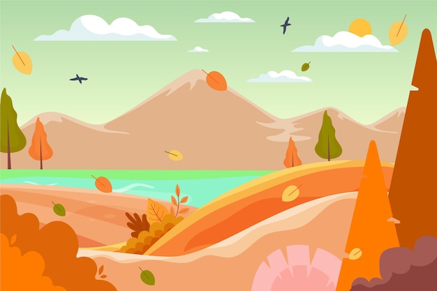 Free Vector flat design autumn landscape