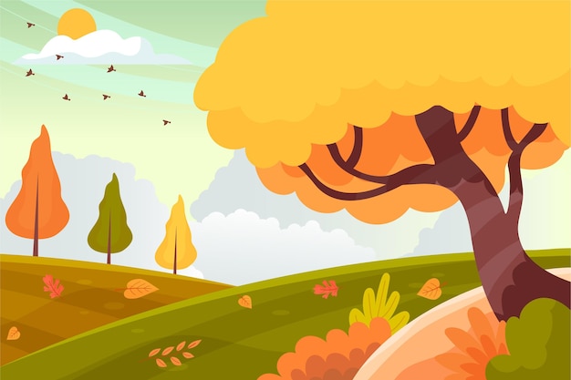 Flat design autumn landscape