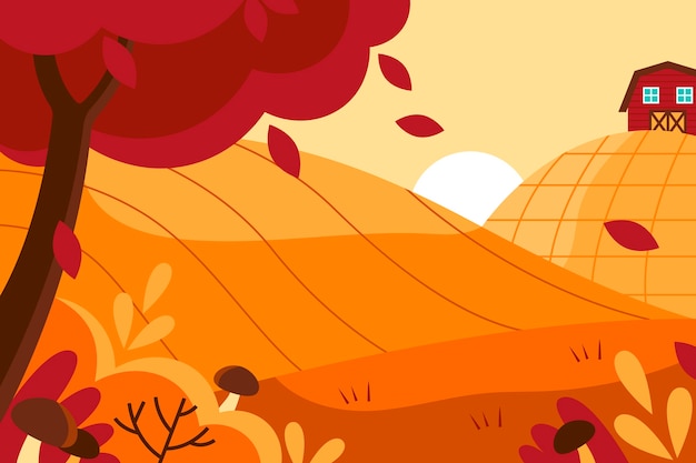 Flat design autumn landscape