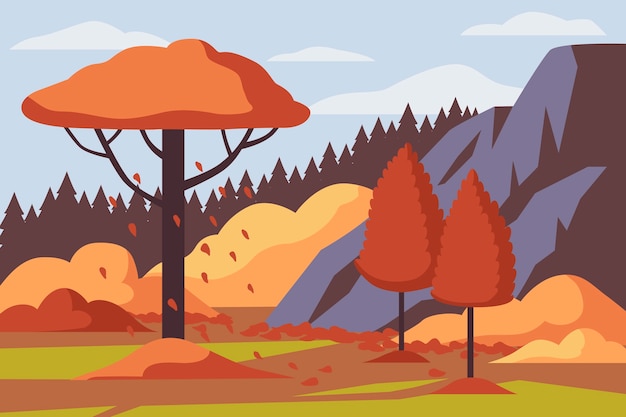 Flat design autumn landscape