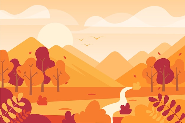 Free Vector flat design autumn landscape