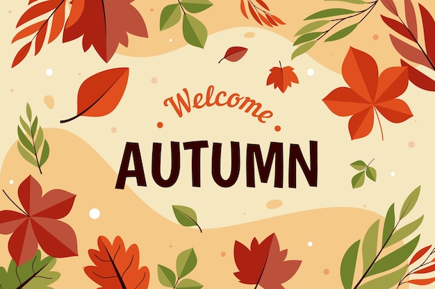 Flat design autumn leaves background