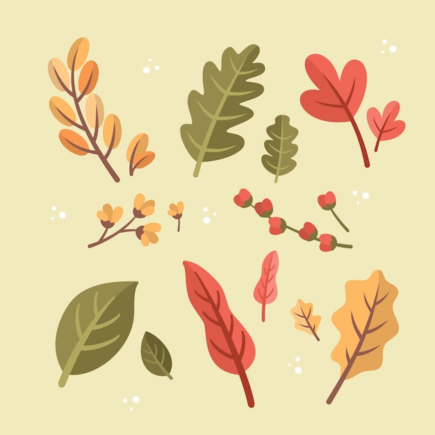 Flat design autumn leaves collection