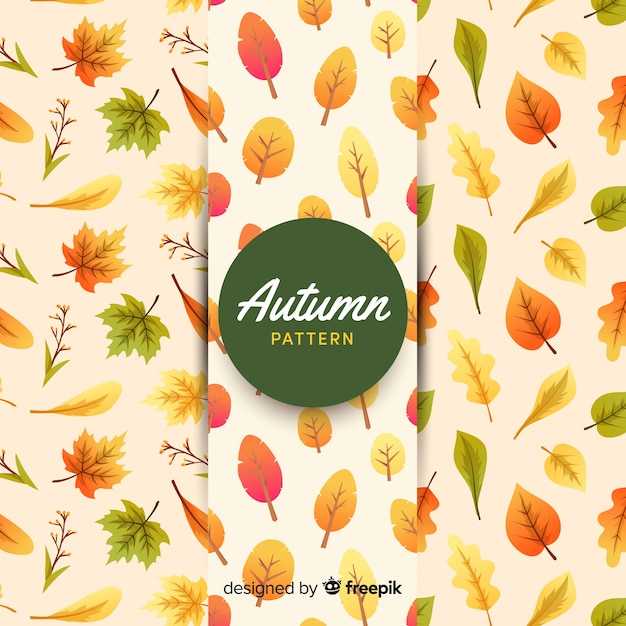 Flat design autumn pattern collection