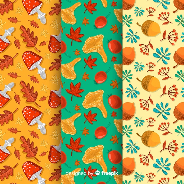 Flat design of autumn pattern collection