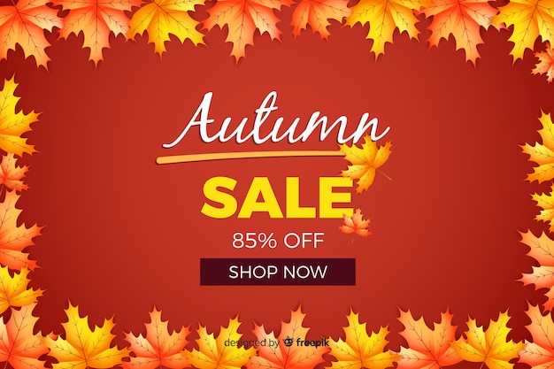 Flat design autumn sale banner