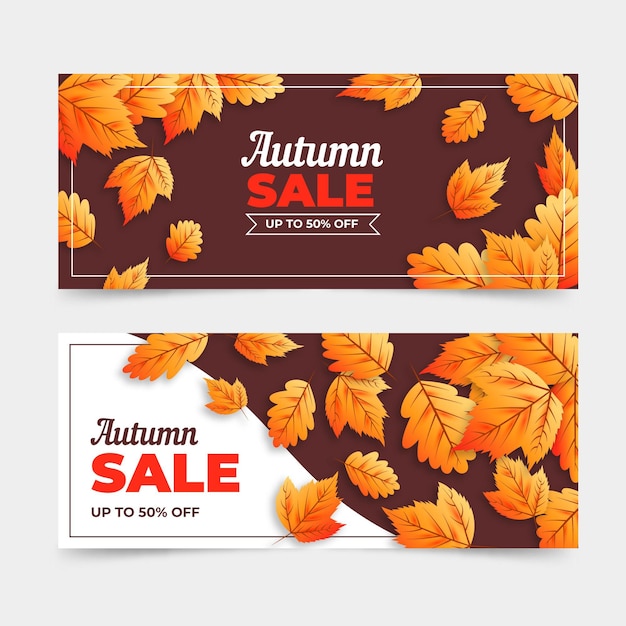 Free vector flat design autumn sale banners collection