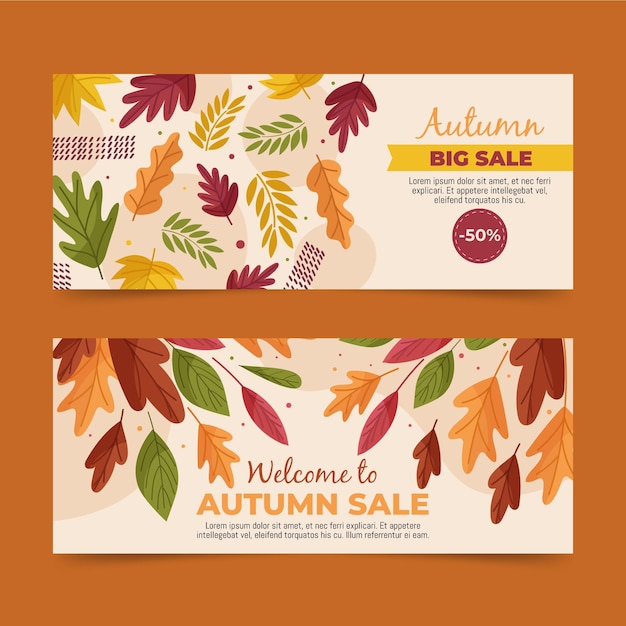 Flat design autumn sale banners pack