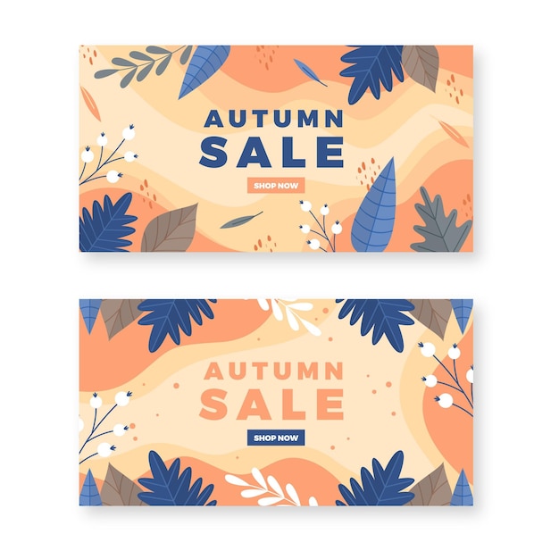 Flat design autumn sale banners pack