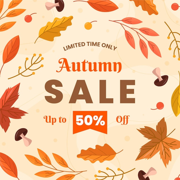 Flat design autumn sales illustration